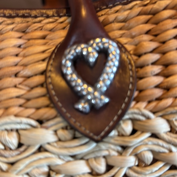 Brighton ❤️woven straw tote with leather trim~excellent condition~dust bag & Box - Picture 6 of 7